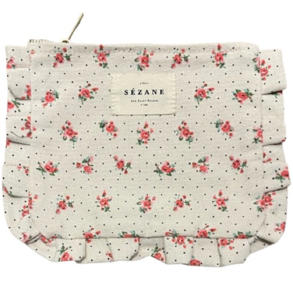 Sézane Zip Floral Ruffle Pouch
